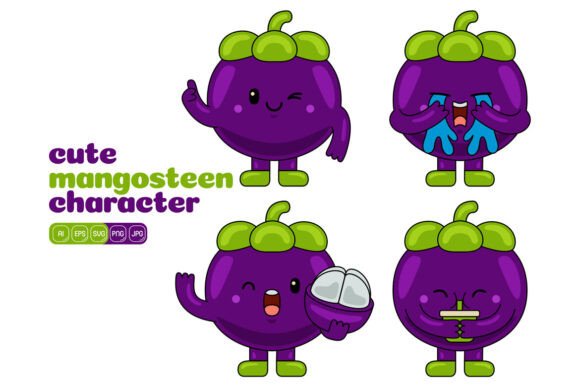 Cute Mangosteen Mascot Vector Pack 03: A Versatile Design Resource for Modern Creators