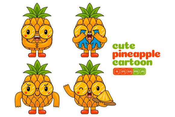 Cute Pineapple Mascot Vector Pack 03