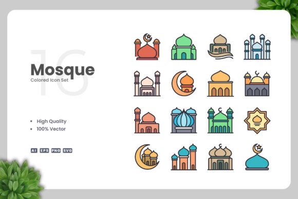 Enhance Your Creative Projects with Mosque Colored Icons