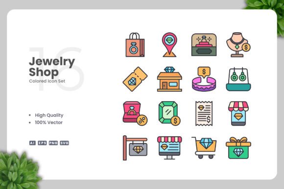 Enhancing Visual Communication with Jewelry Shop Colored Icons