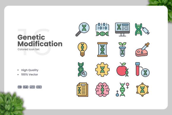 Genetic Modification Colored Icons: A Versatile Design Solution for Modern Creators