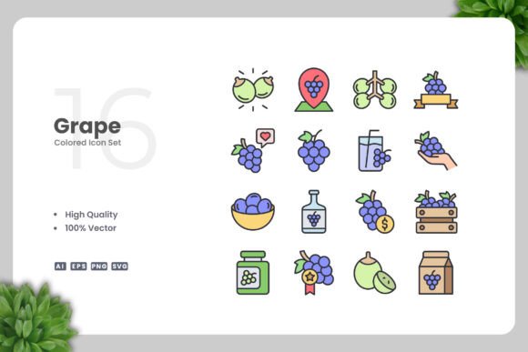 Grape Colored Icons for Modern Design Projects