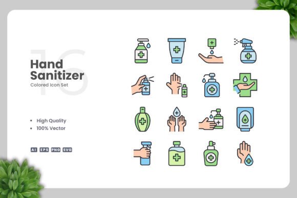 Hand Sanitizer Colored Icons for Every Need