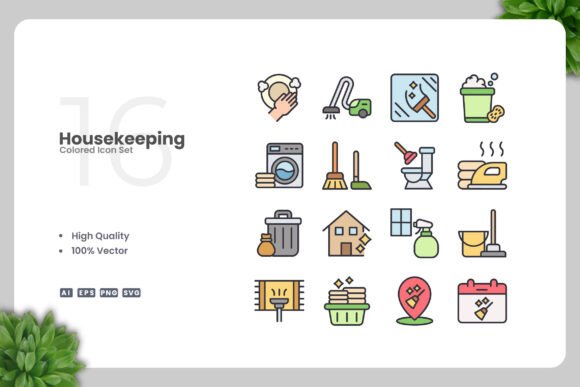 Housekeeping Colored Icons for Every Project
