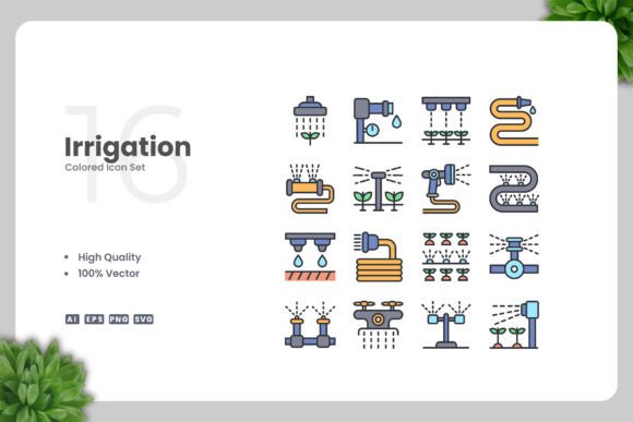 Irrigation Colored Icons for Every Creative Need