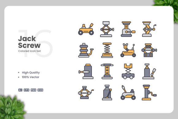 Jack Screw Colored Icons: A Modern Design Solution for Every Project