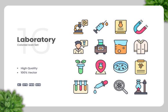 Laboratory Colored Icons for Professional Design