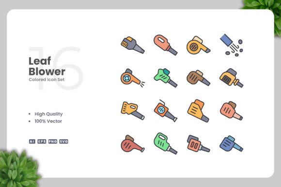 Leaf Blower Colored Icon: A Versatile Design Asset for Modern Projects