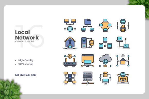 Local Network Colored Icons: A Versatile Design Solution for Digital and Print Media