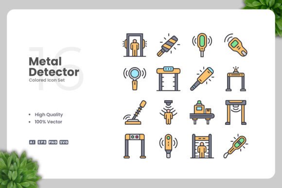 Metal Detector Colored Icons for Streamlined Design Workflows