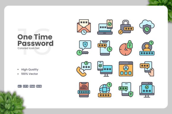 One Time Password Colored Icons: A Simple and Clean Design for Every Project
