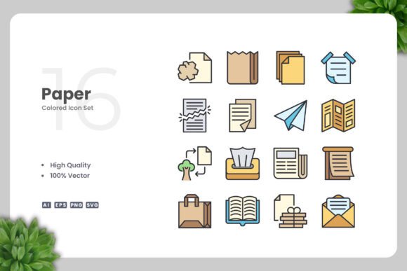 Paper Colored Icons for Creative Projects