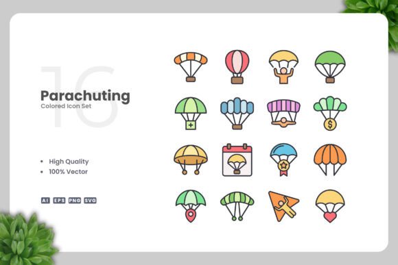 Parachuting Colored Icons: A Versatile Design Solution