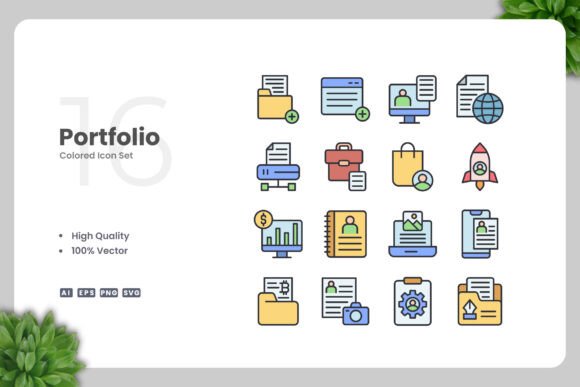 Portfolio Colored Icons for Creative Projects