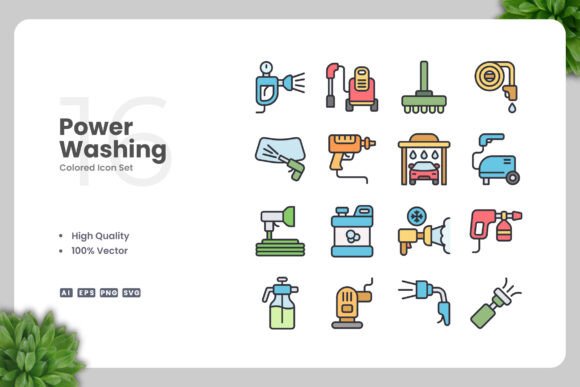 Power Washing Colored Icons for Streamlined Design Workflows