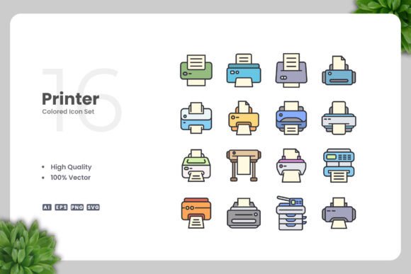 Printer Colored Icons for Creative Projects