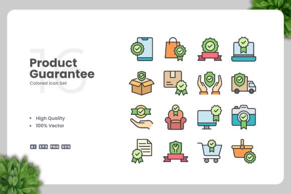 Product Guarantee Colored Icons for Modern Design Projects