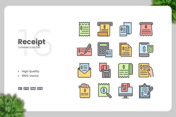 Receipt Colored Icons: A Versatile Design Asset for Modern Projects