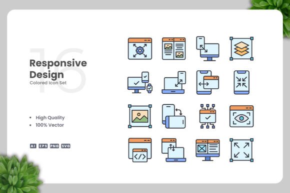 Responsive Design Colored Icons for Every Project
