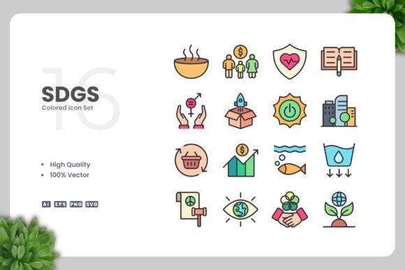 SDGS Colored Icons for Streamlined Design Workflows