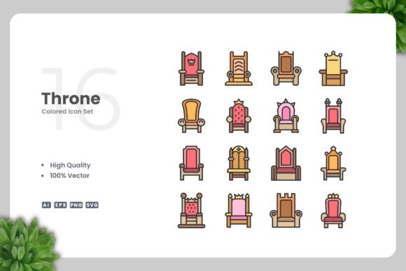 Throne Colored Icons for Every Creative Need