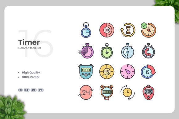 Timer Colored Icons: A Versatile Design Tool for Every Project